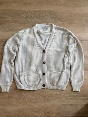 Time and Tru Cream Button-Front Knit Cardigan